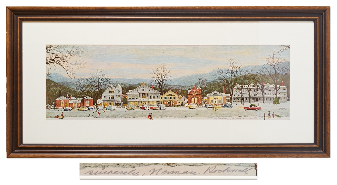 Norman Rockwell Signed Print of ''Stockbridge Main Street at Christmas''