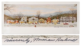 Norman Rockwell Signed Print of His Famous Stockbridge Main Street at Christmas