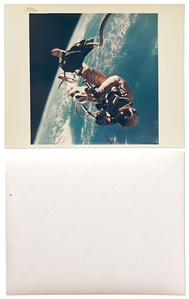 Lot of 10 Original NASA Red-Number Photos, All with ''A Kodak Paper'' on Verso -- Includes First Image Taken by a Human of the Whole Earth, First U.S. Spacewalk, View of the Moon During Apollo 8, Etc.