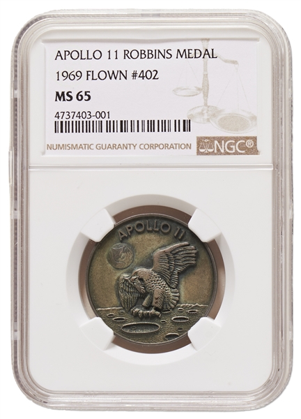 Space-Flown Apollo 11 Robbins Medal Graded MS 65 by NGC -- Originally Owned by Buzz Aldrin