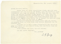 Carl Jung Letter Signed from 1950 -- ...Nothing is better for boosting morale than being able to do something useful...