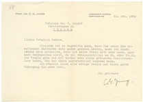 Carl Jung Letter Signed on His Personal Stationery