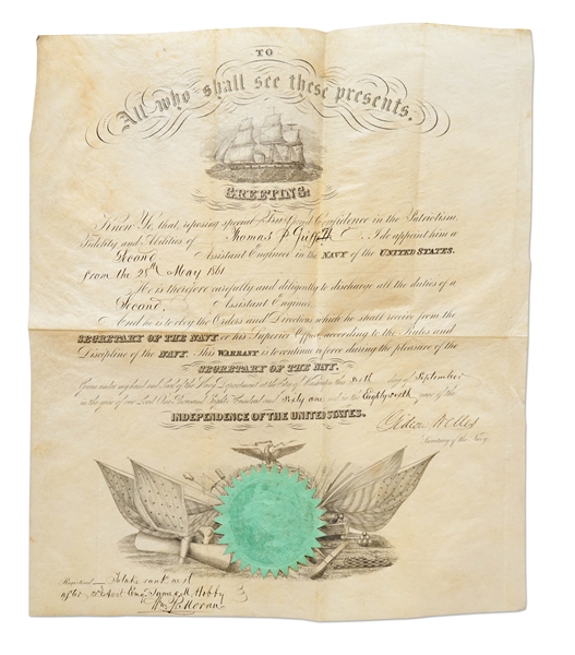 Signatures of President Abraham Lincoln's Cabinet -- All Seven Signed During the Civil War as Cabinet Secretaries