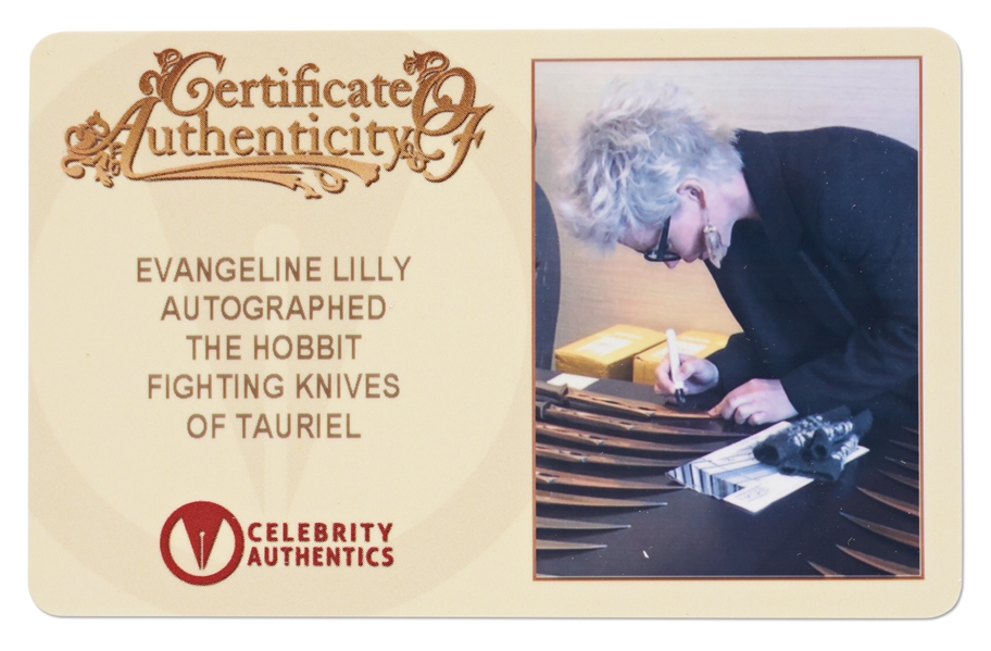 Evangeline Lilly Signed Set of Daggers, Tauriel's Weapons in ''The Hobbit'' Franchise