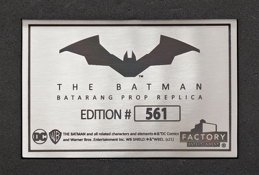 Robert Pattinson Signed Limited Edition Batman Batarang -- From Pattinson's Portrayal of the Iconic Superhero in ''The Batman''