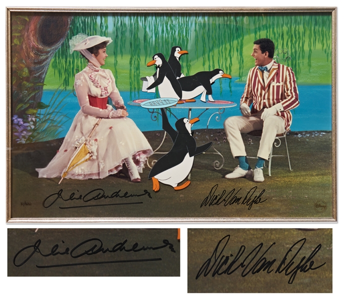 Julie Andrews & Dick Van Dyke Signed Limited Edition Mary Poppins Artwork by Disney -- Created From Original Disney Animation Drawings