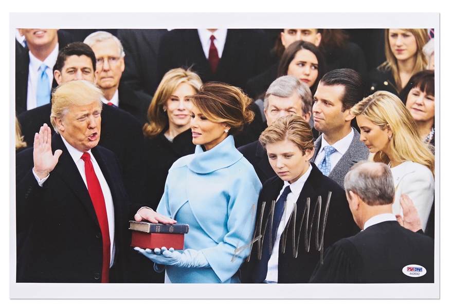 Donald Trump Signed Photo of His Inauguration -- Large Photo Measures 18 x 12 -- With PSA/DNA COA