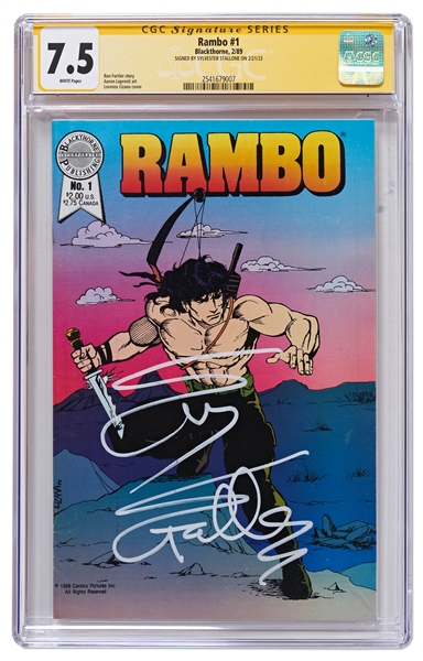 Sylvester Stallone Signed Rambo #1 Comic Book from 1989 -- CGC Encapsulated & Graded 7.5