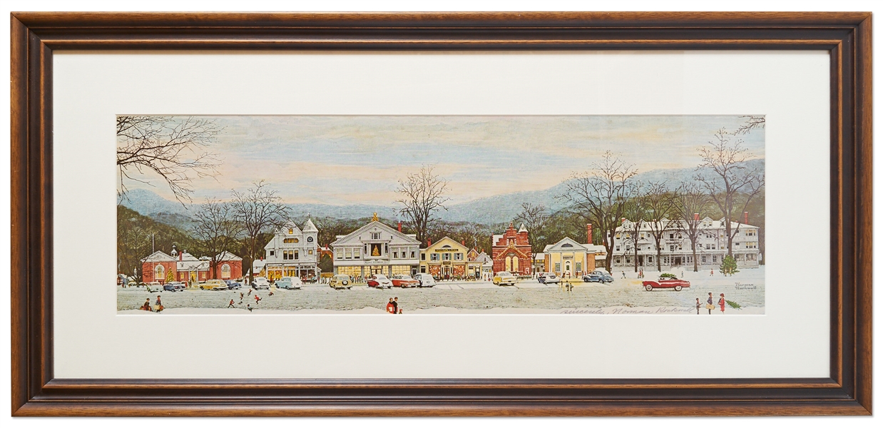 Norman Rockwell Signed Print of ''Stockbridge Main Street at Christmas''