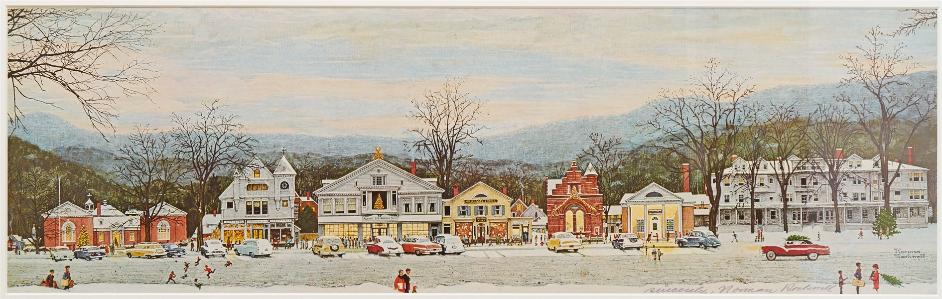 Norman Rockwell Signed Print of ''Stockbridge Main Street at Christmas''