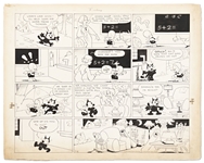 Original Felix the Cat Sunday Strip from 1933 by Otto Messmer -- Felix Cutely Outwits the Mother of a Child Who Might Adopt Him