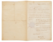 James Monroe Document Signed as President, Recognizing the Swedish Counsul in Philadelphia -- Countersigned by John Quincy Adams as Secretary of State