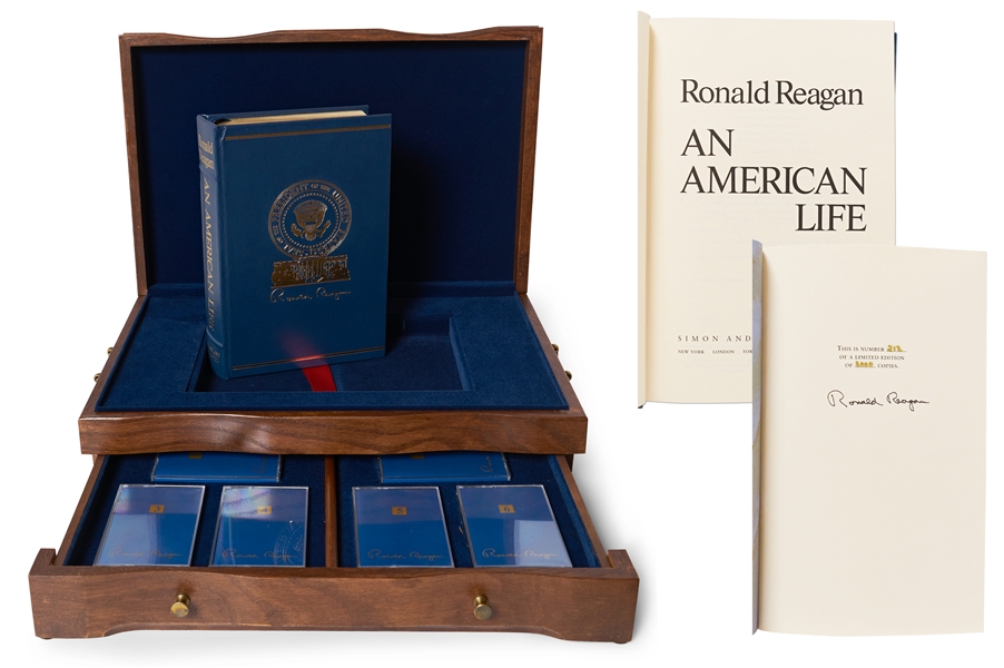 Ronald Reagan Signed An American Life Special Limited Edition -- Housed in Luxury Oak Case With Audiotapes of Speaking My Mind
