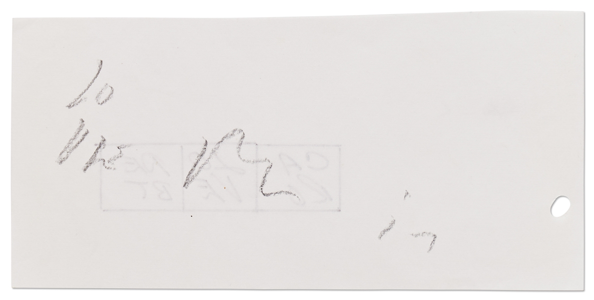 Robert Indiana Signed ''LOVE'' Sketch, Also Playing with New Ideas Such as ''DEBT'' and ''CARD''
