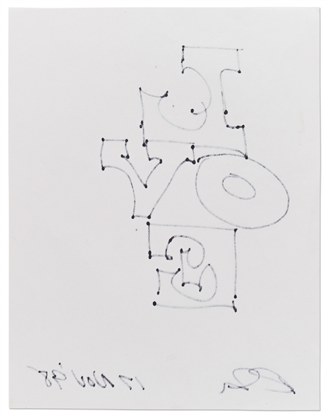 Robert Indiana Signed ''LOVE'' Sketch in a Unique Triple-Row Design