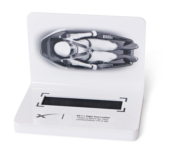 Axiom-1 Flown Flight Seat Leather from the SpaceX Dragon Spacecraft -- One of 250 in the Limited Edition