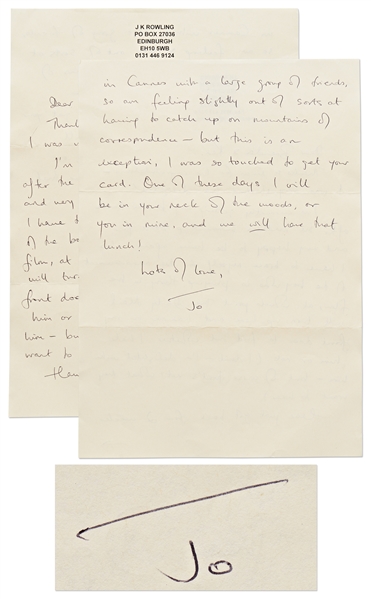 J.K. Rowling Autograph Letter Signed After Goblet of Fire in 2000 -- madness surrounding book four...I have to brace myself for the announcement of the boy who is playing Harry in the film...