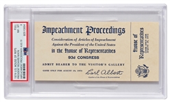 Richard Nixon Impeachment Trial Ticket -- Full, Unused U.S. House Ticket to the Impeachment Trial -- Encapsulated & Graded 8 by PSA/DNA