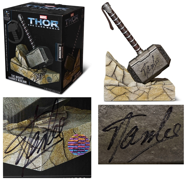 Stan Lee Signed Limited Edition ''Thor'' Mjolnir Hammer -- Box Also Signed by Stan Lee, with PSA/DNA COAs for Each Signature