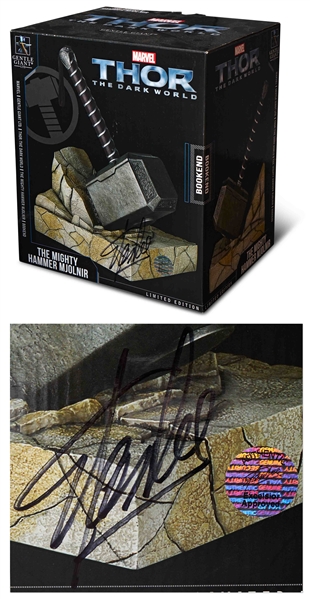 Stan Lee Signed Limited Edition ''Thor'' Mjolnir Hammer -- Box Also Signed by Stan Lee, with PSA/DNA COAs for Each Signature