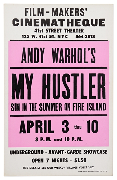 Movie Poster for the Andy Warhol Film My Hustler -- Near Fine Condition