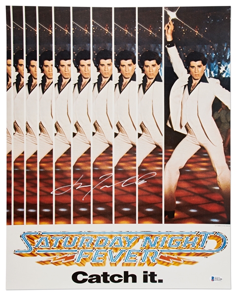 John Travolta Signed ''Saturday Night Fever'' 16'' x 20'' Photo -- With Beckett COA