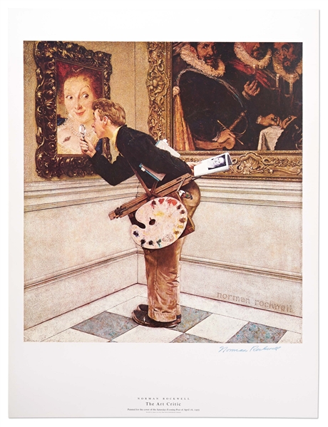 Norman Rockwell Signed ''The Art Critic'' Poster -- Near Fine Condition