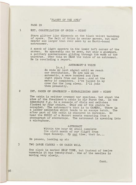 Original 1967 ''Final Revised Screenplay'' for ''Planet of the Apes''
