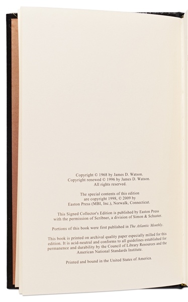James Watson Signed Deluxe Edition of ''The Double Helix''