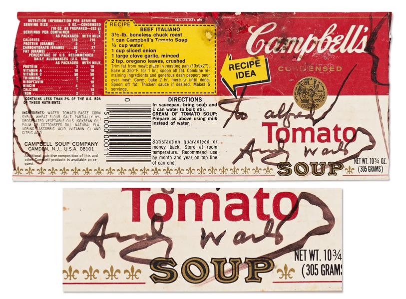 Andy Warhol Signed Campbell's Tomato Soup Label