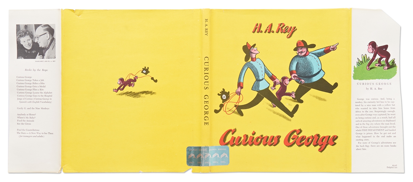 H.A. Rey and Margret Rey Signed First Edition of ''Curious George'' with H.A. Rey Also Drawing an Illustration of the Curious Monkey -- With PSA/DNA COA