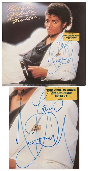 Michael Jackson Signed Thriller Album -- Michael Writes Love / Michael Jackson Without Inscription -- With Epperson and R&R COAs
