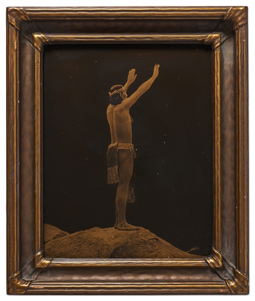 Edward Curtis Orotone of Prayer to the Stars in Original Curtis Studio Frame