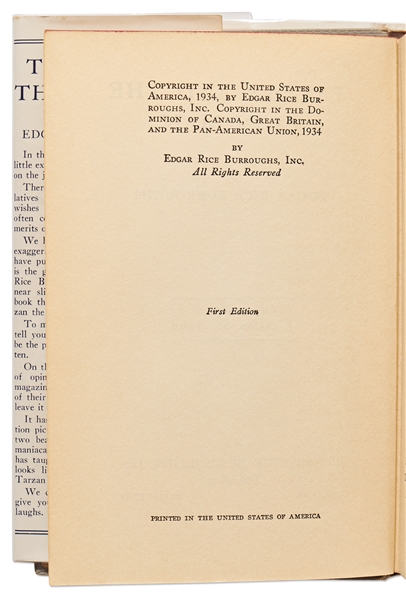 Edgar Rice Burroughs Signed First Edition, First Printing of ''Tarzan and the Lion Man''