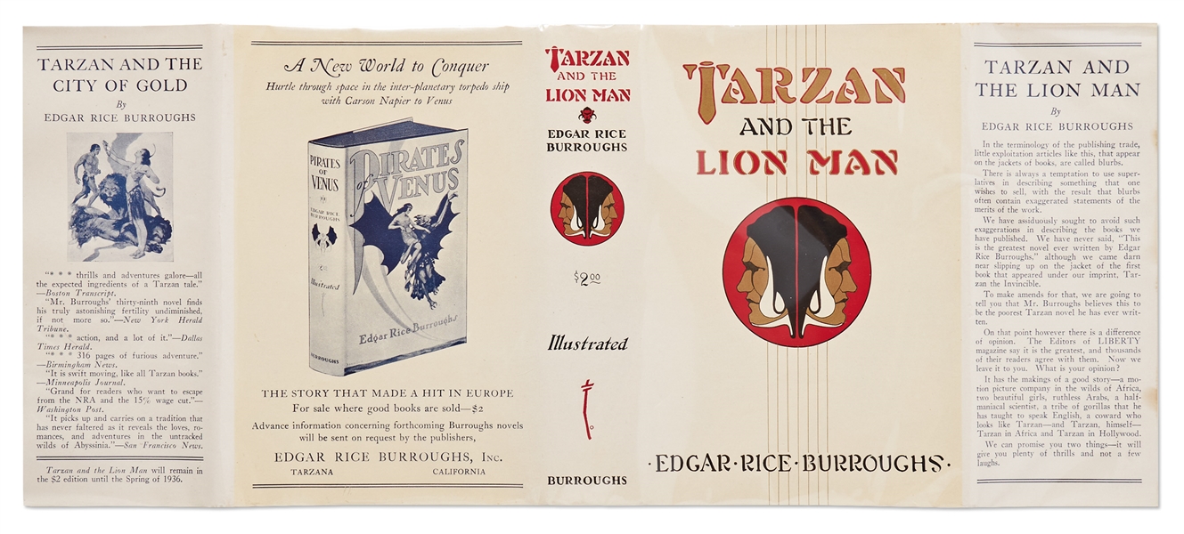 Edgar Rice Burroughs Signed First Edition, First Printing of ''Tarzan and the Lion Man''
