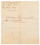John Hancock Document Signed as Governor of Massachusetts -- Hancock Approves Payment to Colonel Lewis de Marsequelle, Supervisor of Cannon Foundries During the Revolutionary War