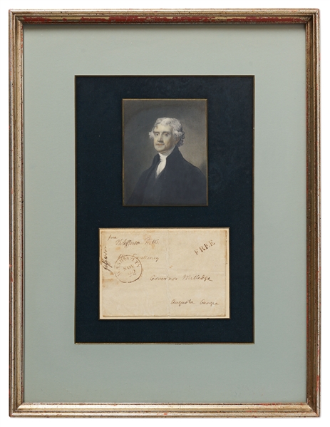 Thomas Jefferson Presidential Free Frank Signature on a Holograph Envelope Entirely in Jeffersons Hand -- Jefferson Addresses Cover to Georgia Governor John Milledge