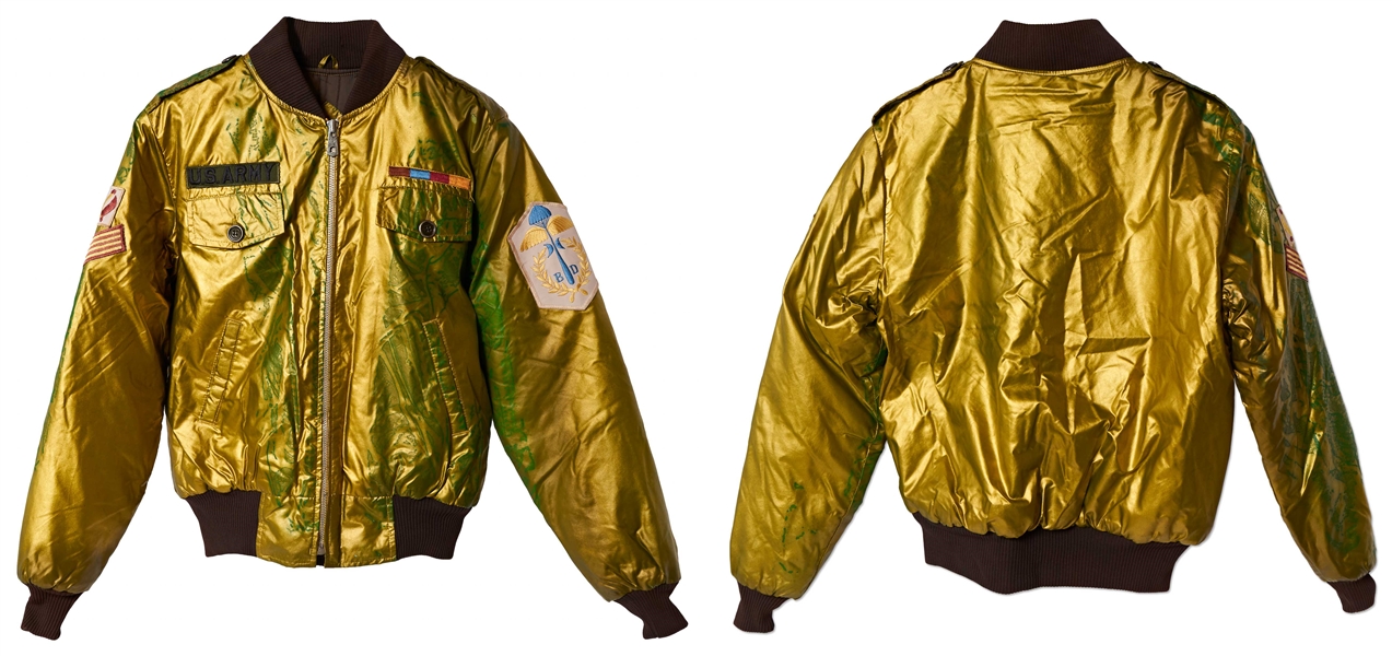 Freddie Mercury's Personally Owned Gold Bomber Jacket with U.S. Army Patch