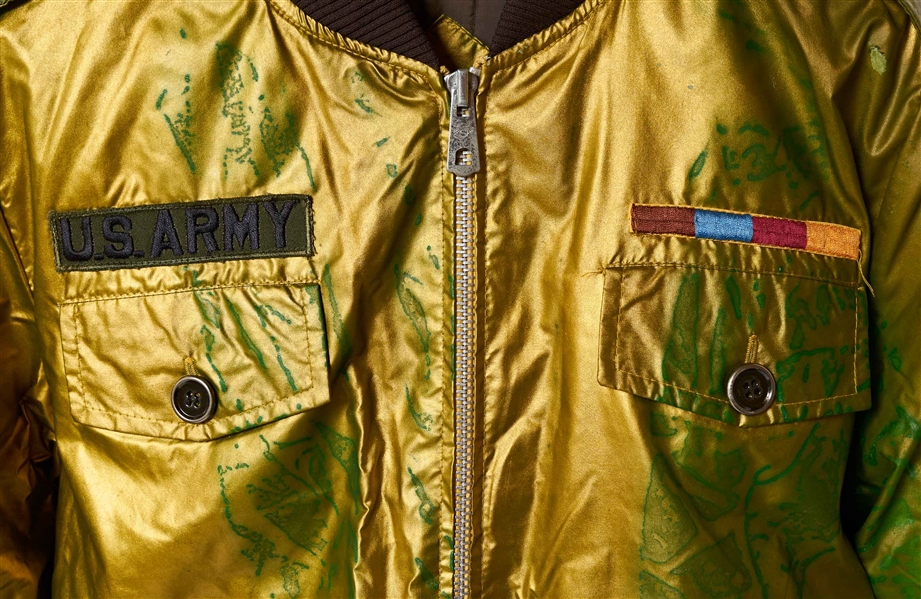 Freddie Mercury's Personally Owned Gold Bomber Jacket with U.S. Army Patch