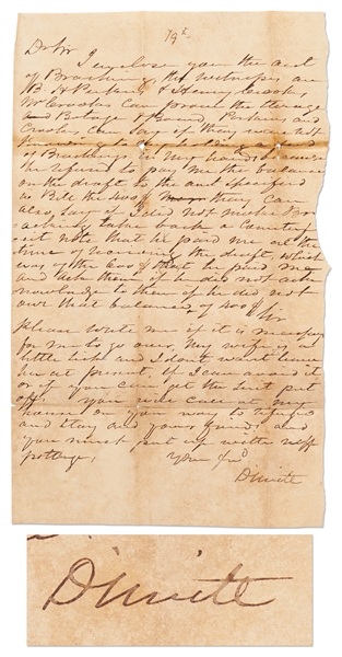 Texian Revolutionary Philip Dimmitt Autograph Letter Signed -- Lot Also Includes a Scarce Version of the Arkansas Civil War Amnesty Oath