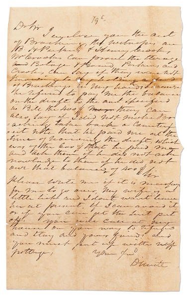 Texian Revolutionary Philip Dimmitt Autograph Letter Signed -- Lot Also Includes a Scarce Version of the Arkansas Civil War Amnesty Oath