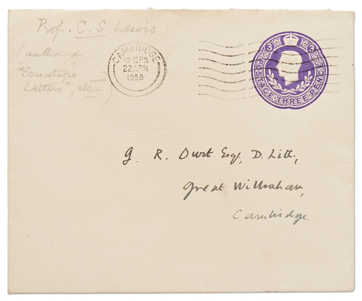 C.S. Lewis Autograph Letter Signed from 1958 Shortly After Publication of ''The Chronicles of Narnia''
