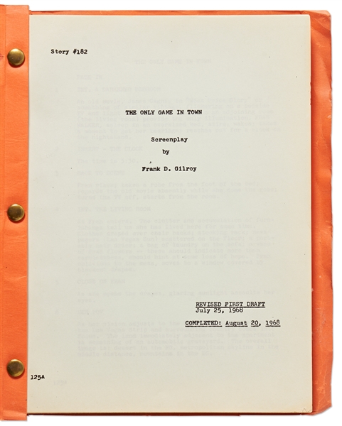 Frank D. Gilroy Script from 1968, ''The Only Game in Town'' Starring Elizabeth Taylor and Warren Beatty