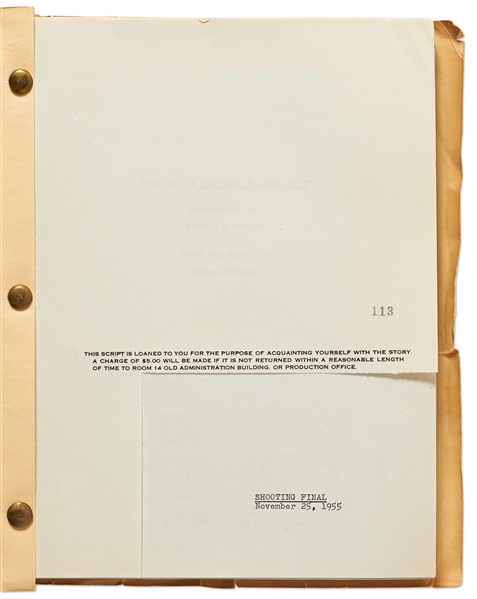 Script from the 1956 Film ''The Man in the Gray Flannel Suit'', Written by Academy Award Nominated Screenwriter Nunnally Johnson