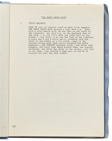Screenplay for the 1970 Film ''The Great White Hope''