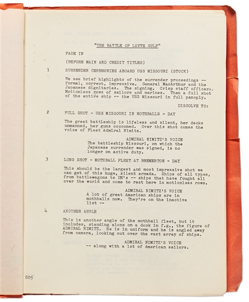 Unproduced 20th Century Fox Screenplay by ''Patton'' Screenwriter Edmund H. North, Titled ''The Battle of Leyte Gulf''