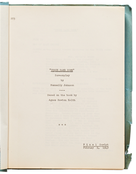 Script from the 1950 Film ''Three Came Home'', Written by Academy Award Nominated Screenwriter Nunnally Johnson