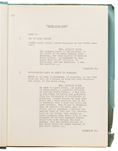 Script from the 1950 Film ''Three Came Home'', Written by Academy Award Nominated Screenwriter Nunnally Johnson