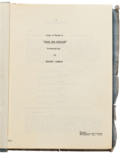 Ernest Lehman Written 1959 Screenplay ''From the Terrace'' Starring Paul Newman & Joanne Woodward