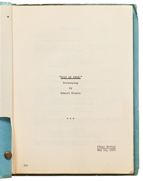 Screenplay by Robert Riskin for the 1951 Comedy ''Half Angel''